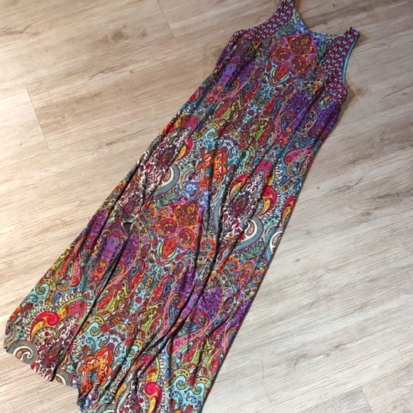 Maxi Boho Slit Front Sundress by London Times Size 12 Petite - Picture 4 of 7